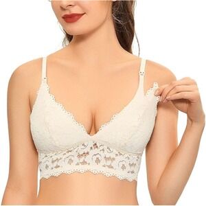 Momanda‎ Nursing Bra Bralette cream lace lingerie